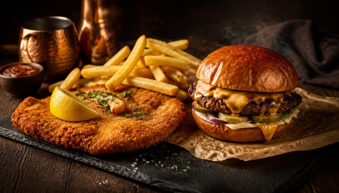 Knuspriges Hühnerschnitzel und saftiger Smash Burger